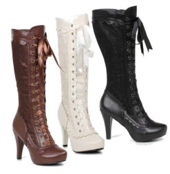 414-Mary 4 Inch Lace Knee High Boots