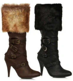 418-GRETA, 4 Inch Boots With Faux Fur Cuff By Ellie Shoes