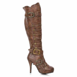 421-RUMI, Knee High Boots Buckles By Ellie -PL Boots Shop 421 RUMI brwn 76695.1584943364