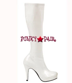 Ellie Shoes | 421-Groove 4 Inch GoGo Knee High Boots -PL Boots Shop 421 groove wht 38070.1564152293