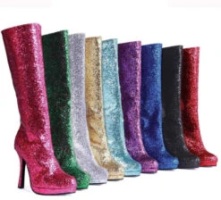 421-ZARA 4 Inch Glitter Knee High Boots CLEARANCE