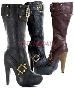 426-AUBREY, 4 Inch Steampunk Knee High Boots With Buckles -PL Boots Shop 426 AUBREY 57430.1565800559