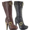 426-AUBREY, 4 Inch Steampunk Knee High Boots With Buckles