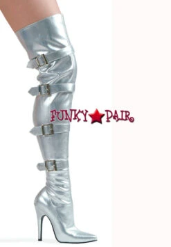 511-Buckleup 5" Stiletto Stretch Thigh High Boots W/4 Buckle Strap -PL Boots Shop 511 Buckleup Slv 69953.1590628848