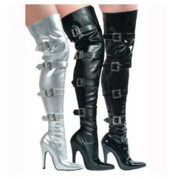 511-Buckleup 5" Stiletto Stretch Thigh High Boots W/4 Buckle Strap