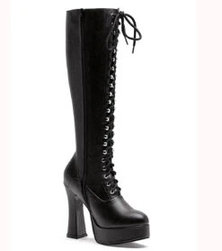 Ellie Shoes | 557-Gina 5 Inch Laced Up Knee High Boots