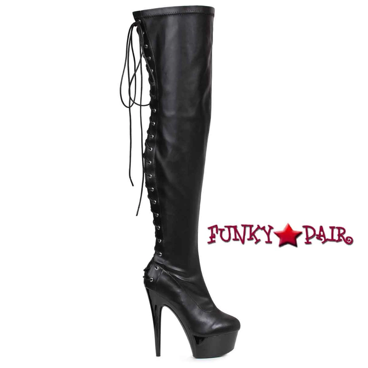 Ellie Shoes | 609-Fare 6 Inch Back Lace Thigh High Boots 5 Ellie Shoes | 609-Fare 6 Inch Back Lace Thigh High Boots - Image 3