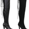 Ellie Shoes | 609-Fare 6 Inch Back Lace Thigh High Boots -PL Boots Shop 609 FARE 93738.1542426271
