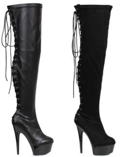 Ellie Shoes | 609-Fare 6 Inch Back Lace Thigh High Boots