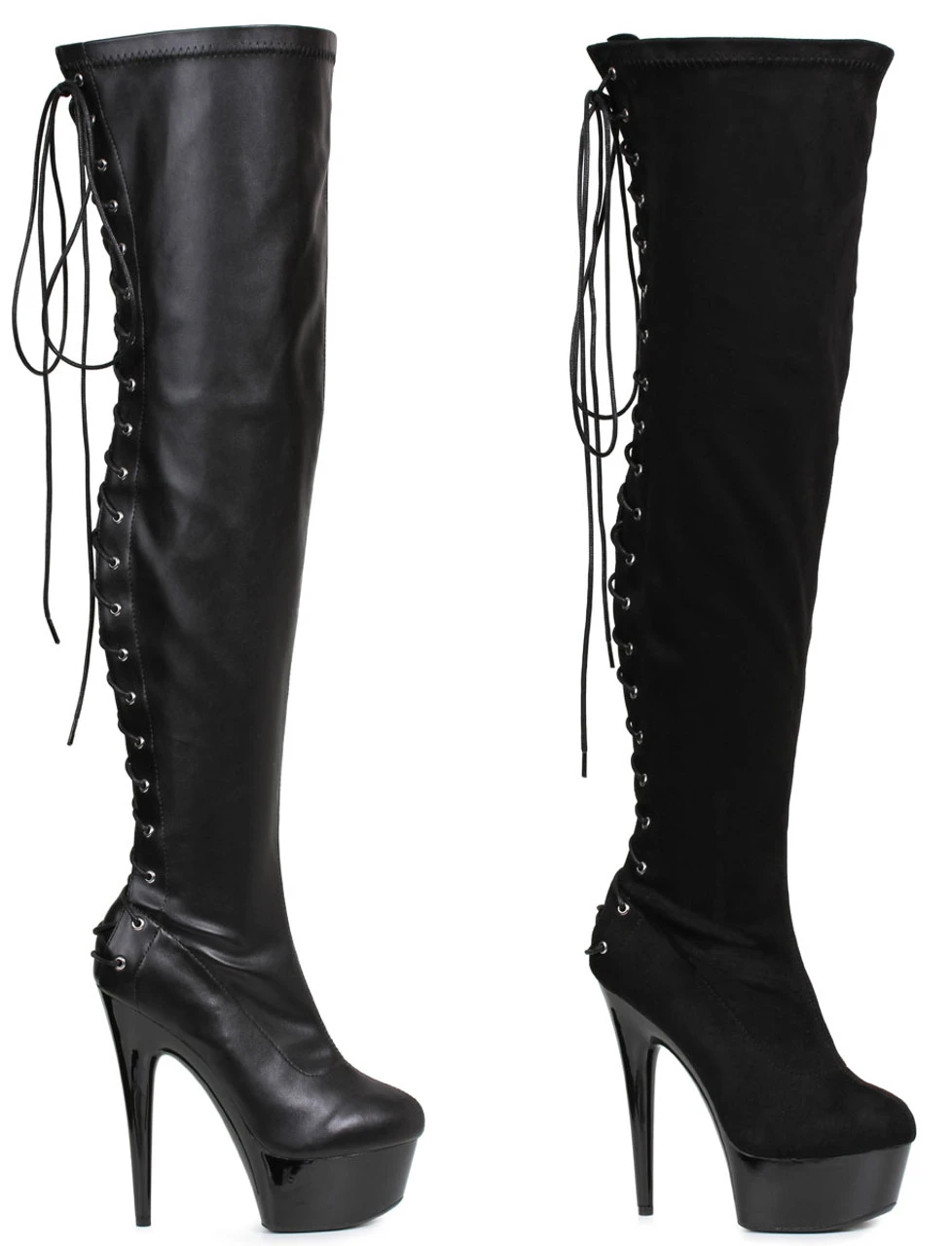 Ellie Shoes | 609-Fare 6 Inch Back Lace Thigh High Boots 3 Ellie Shoes | 609-Fare 6 Inch Back Lace Thigh High Boots