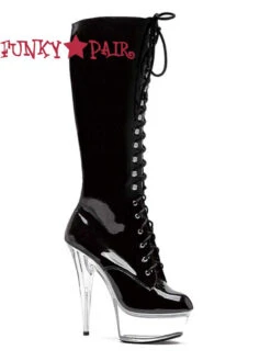 Ellie Shoes | 609-Jungle 6 Inch Stripper Lace Boots -PL Boots Shop 609 Jungle Black clear 06734.1590003970