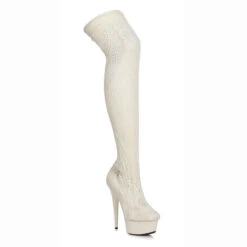 Ellie Shoes | 609-Mei, Faux Stocking Thigh High Boots -PL Boots Shop 609 MEI WHT 09986.1567274155