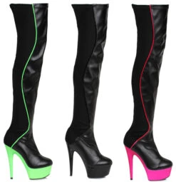 Ellie Shoes | 609-Unique 6 Inch Stripper Thigh High Boots