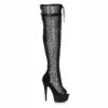 Ellie Shoes | 609-Yasmin, Leopard Print Thigh High Boots -PL Boots Shop 609 Yasmin Blk 38148.1589398719
