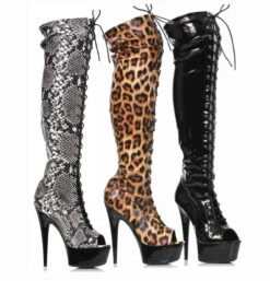 609-Zoelle, 6" Stiletto Peep Toe Thigh High Boots