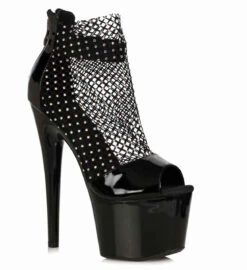 709-ADRIANA, Fishnet Rhinestone Ankle Boots By Ellie Shoes -PL Boots Shop 709 Adriana blk 76057.1682007216