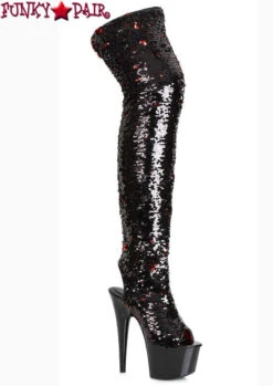 Ellie Shoes | Sequin Thigh High Boots 709-Ruby -PL Boots Shop 709 RUBY blk 84864.1560361527