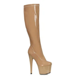 709-Zemma, 7 Inch Stiletto Heel Knee High Boots -PL Boots Shop 709 Zemma nude 39320.1669497548