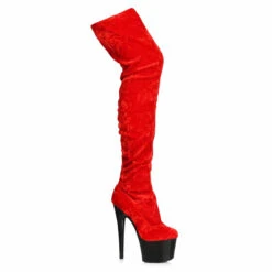 709-ZOEY, Crush Velvet Thigh High Boots By Ellie Shoes -PL Boots Shop 709 Zoey Red 00007.1584940849