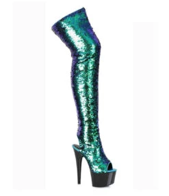 Ellie Shoes | Sequin Thigh High Boots 709-Ruby -PL Boots Shop 709 ruby Green 98553.1716479347