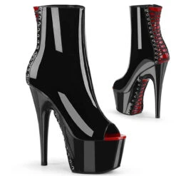 Pleaser | Adore-1025, 7" Peep-toe Ankle Boots With Corset Style