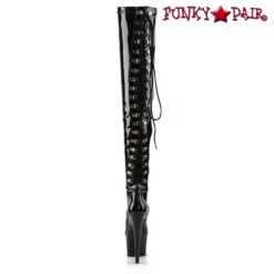 Pleaser | ADORE-3063, 7 Inch Thigh High Boots With Rear Lace Up -PL Boots Shop ADORE 3063 B M09 87334.1581981071