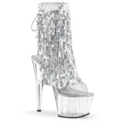 Pleaser | Adore-1017SQF, 7 Inch Sequin Fringe Ankle Boots