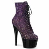 Pleaser | Adore-1021OMBG, 7" Glitter Peep-Toe Lace-up Ankle Boots -PL Boots Shop Adore 1020OMBG 96946.1609365940