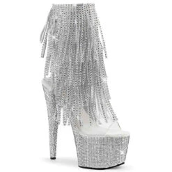 BEJEWELED-1017RSF-7, 7" Fringe Rhinestones Ankle Boots By Pleaser