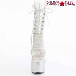 PLEASER BEJEWELED-1021C-2 - Clear Open Toe Boots With Rhinestones Platform -PL Boots Shop BEJEWELED 1021C 2 C RS SRS01 33665.1696653498
