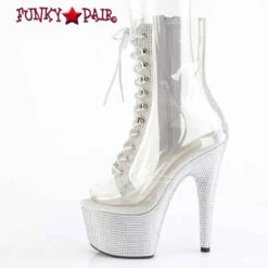 PLEASER BEJEWELED-1021C-2 - Clear Open Toe Boots With Rhinestones Platform -PL Boots Shop BEJEWELED 1021C 2 C RS SRS05 10689.1696653554