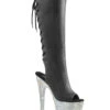 PLEASER BEJEWELED-2018-7, 7" Rhinestone Platform Knee High Boots Open Toe/Back -PL Boots Shop BEJEWELED 2018 7 48014.1652993397