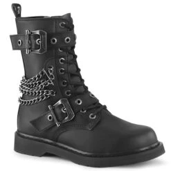 Demonia | BOLT-250 Men's Mid-Calf Lace-up Combat Boots With Chain