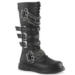 Demonia | BOLT-450 Men's Knee High Combat Boots With Chains