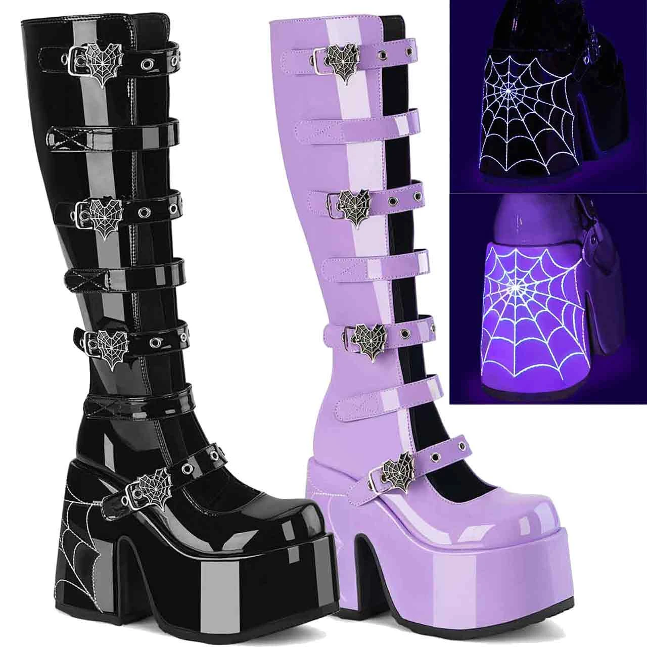 CAMEL-223, Knee High Boots With Spider Buckles 3 CAMEL-223, Knee High Boots With Spider Buckles