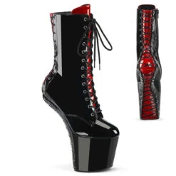 PLEASER CRAZE-1040FH, 8" Heelless Corset Back Ankle Boots