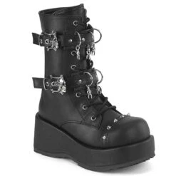 CUBBY-54, Mid-Calf Boots With Skull Buckles Strap