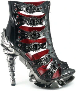 Hades | Crimson, 5 Inch Spinal High Heel Cage Ankle Boots -PL Boots Shop Crimson 04 57216.1674173068