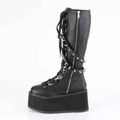 DAMNED-220, Knee High Boots With Spikes Hanging Straps -PL Boots Shop DAMNED 220 BVL05 70569.1691514853