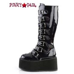 Demonia | Damned-318 Buckle Straps Knee High Boots W/Chrome Plated -PL Boots Shop DAMNED 318 BHG05 67709.1628746627