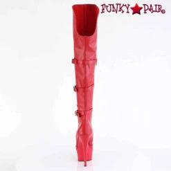 PLEASER DELIGHT-3018FX, 6" Thigh High Faux Leather Boots With Triple Strap -PL Boots Shop DELIGHT 3018 RPU M09 91777.1707432960