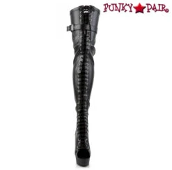 PLEASER Delight-3025, 6" Stiletto Lace-up Thigh High Boots W/Buckle Strap -PL Boots Shop DELIGHT 3025 BPU M01 39734.1566453084