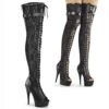 PLEASER Delight-3025ML, 6" Mesh Lace Up Thigh High Boots -PL Boots Shop Delight 3025ML 82041.1716477172