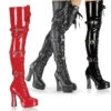 PLEASER ELECTRA-3028, 5" Chunky Heel Triple Buckle Straps Thigh High Boots -PL Boots Shop Electra 3028 39586.1683171075