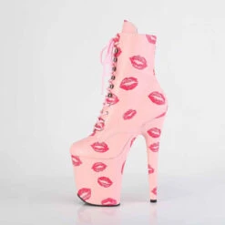 PLEASER FLAMINGO-1020KISSES, 8 Inch Ankle Boots With Red Lips Print -PL Boots Shop FLAMINGO 1020KISSES BPPU M05 46375.1703273097