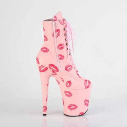 PLEASER FLAMINGO-1020KISSES, 8 Inch Ankle Boots With Red Lips Print -PL Boots Shop FLAMINGO 1020KISSES BPPU M13 23367.1703273082