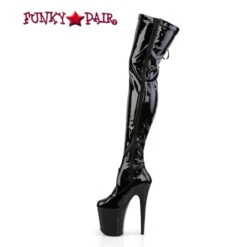 Pleaser | Flamingo-3050, 8 Inch Thigh High Boots With Side Lace Up -PL Boots Shop FLAMINGO 3050 B M05 35543.1566263102