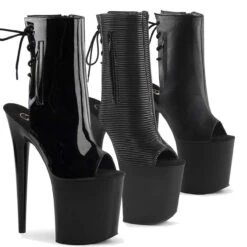 Pleaser | Flamingo-1018, 8 Inch Peep Toe And Back Lace Up Ankle Boots