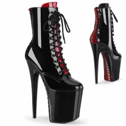 Pleaser | Flamingo-1020FH, Two Tone Lace-up Ankle Boots