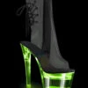 Pleaser | Flashdance-1018C-7, Clear Ankle Boots With Lite-up Platform -PL Boots Shop Flashdance 1018C 7 49673.1587920043